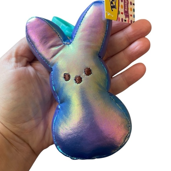 Peeps Purple Iridescent Bunny Backpack Clip Metallic Keychain Collectible Toy - Picture 3 of 3